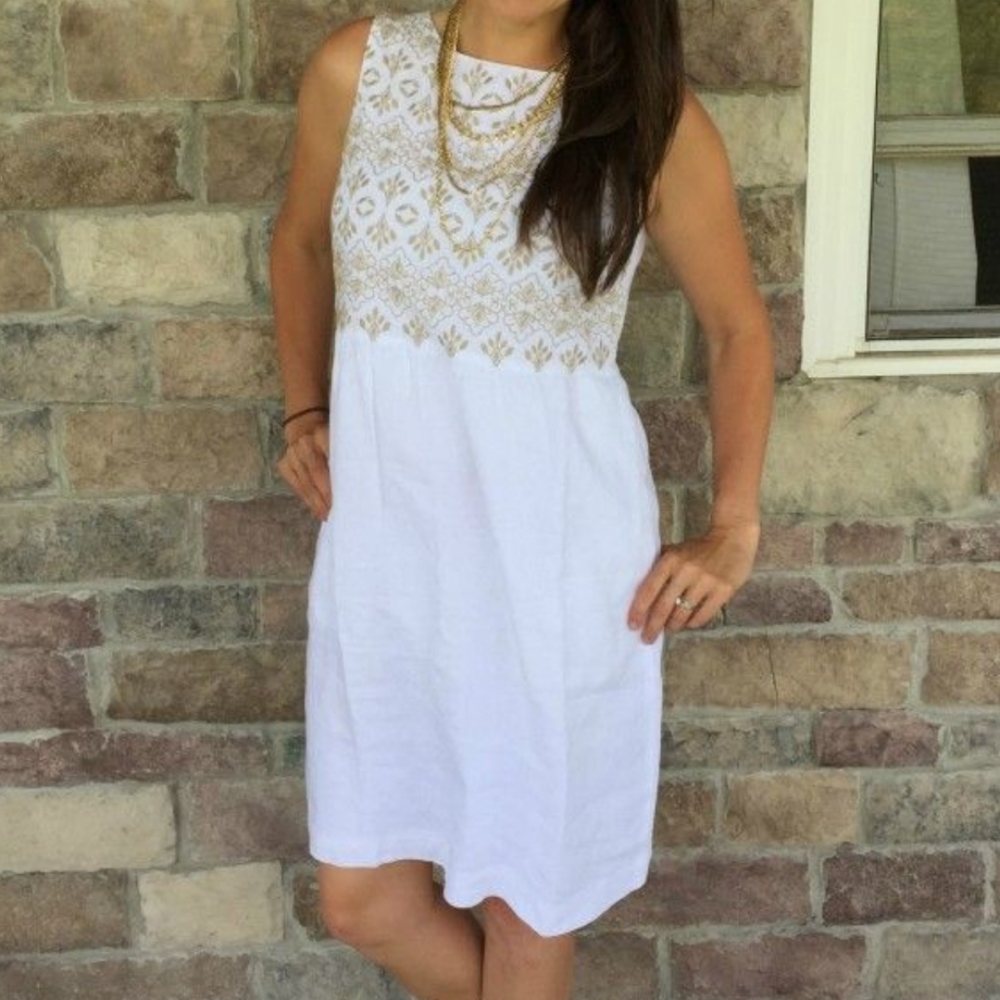NWT J. JILL EMBROIDERED LOVE LINEN DRESS